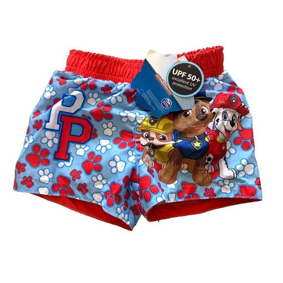 New Paw Patrol Nickelodeon Boys Infant Baby Size 3 6 Months Swim Trunks Marshall - Picture 1 of 4